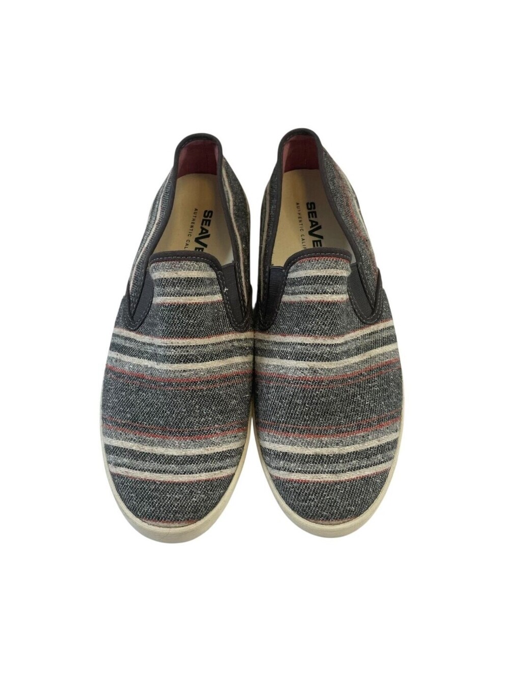SeaVees Shoes Womens 9 Baja Slip On Grey Pancho Stripe 02/64 Canvas  Loafer